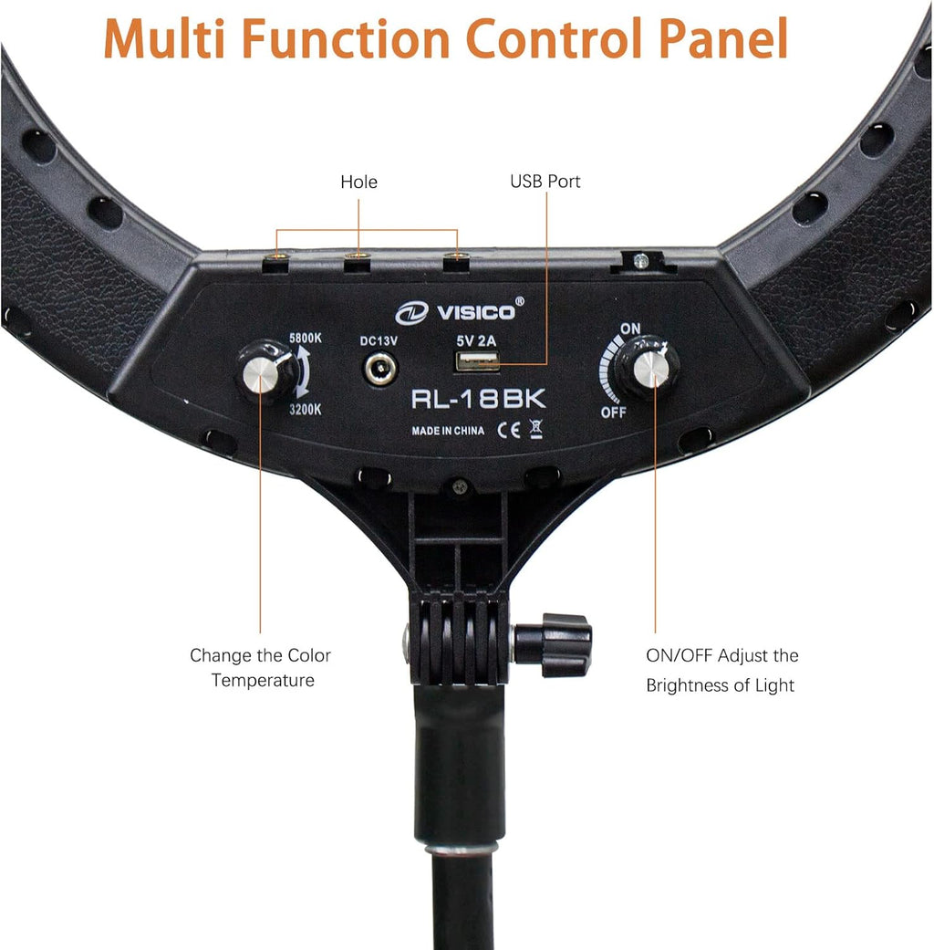 18 Ring Light with Tripod Stand and Phone Holder L674464
