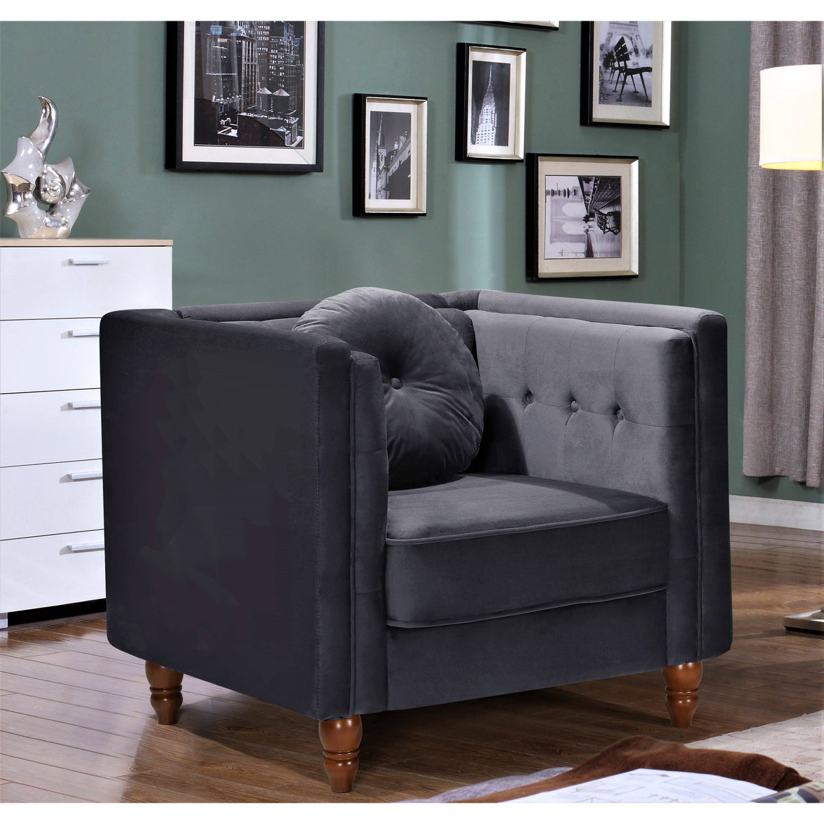 Grey Chesterfield Chair J9594