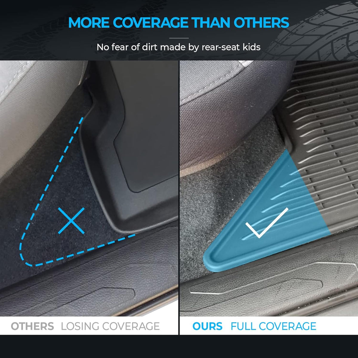 Black All-Weather Heavy Duty TPE Rubber Floor Mats Liners I61048