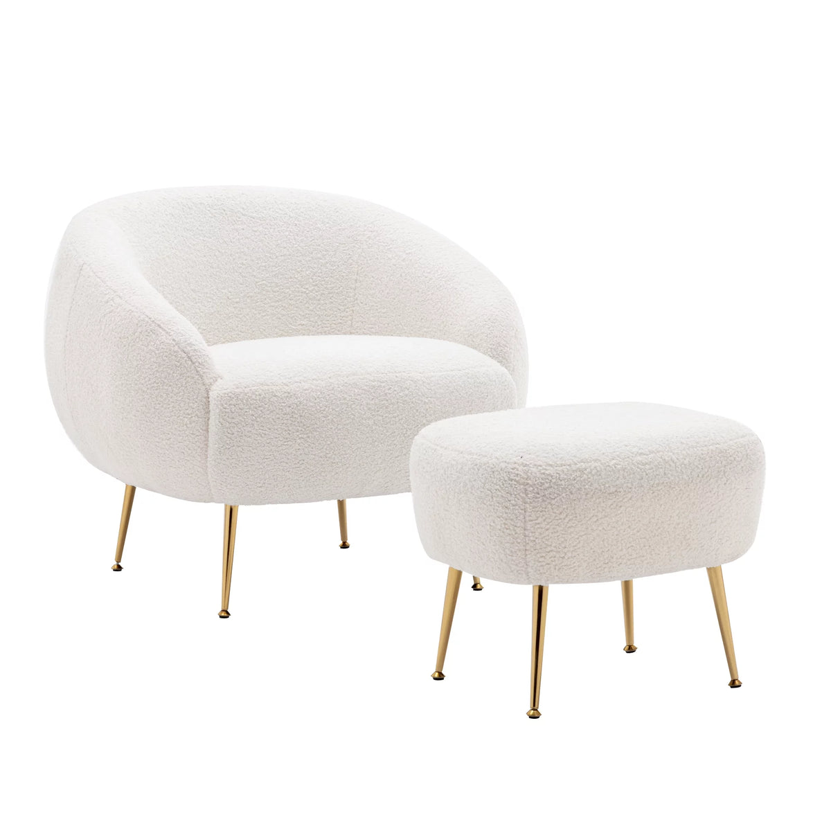 White Accent Chair with Ottoman N738753