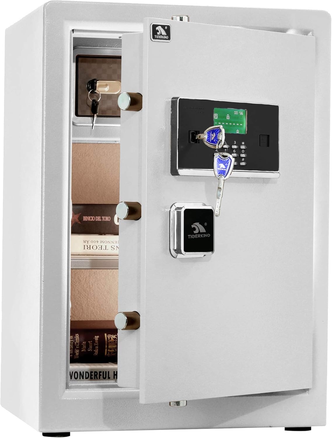 Digital Security Safe Box with Key Lock and Password, 3.7 Cubic Black I42172
