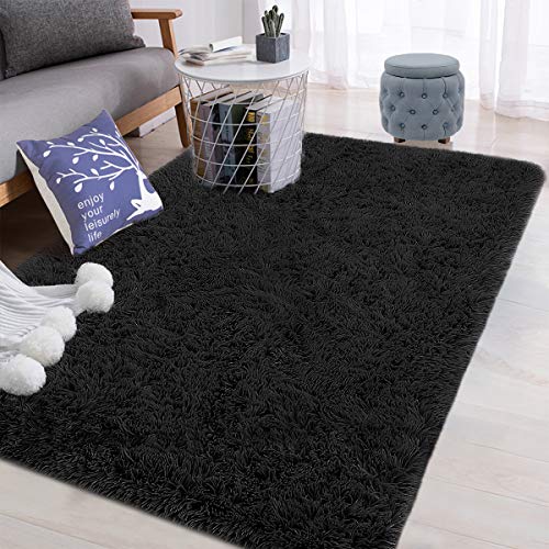 Black 4x6 Feet Shag Area Rug Y79448