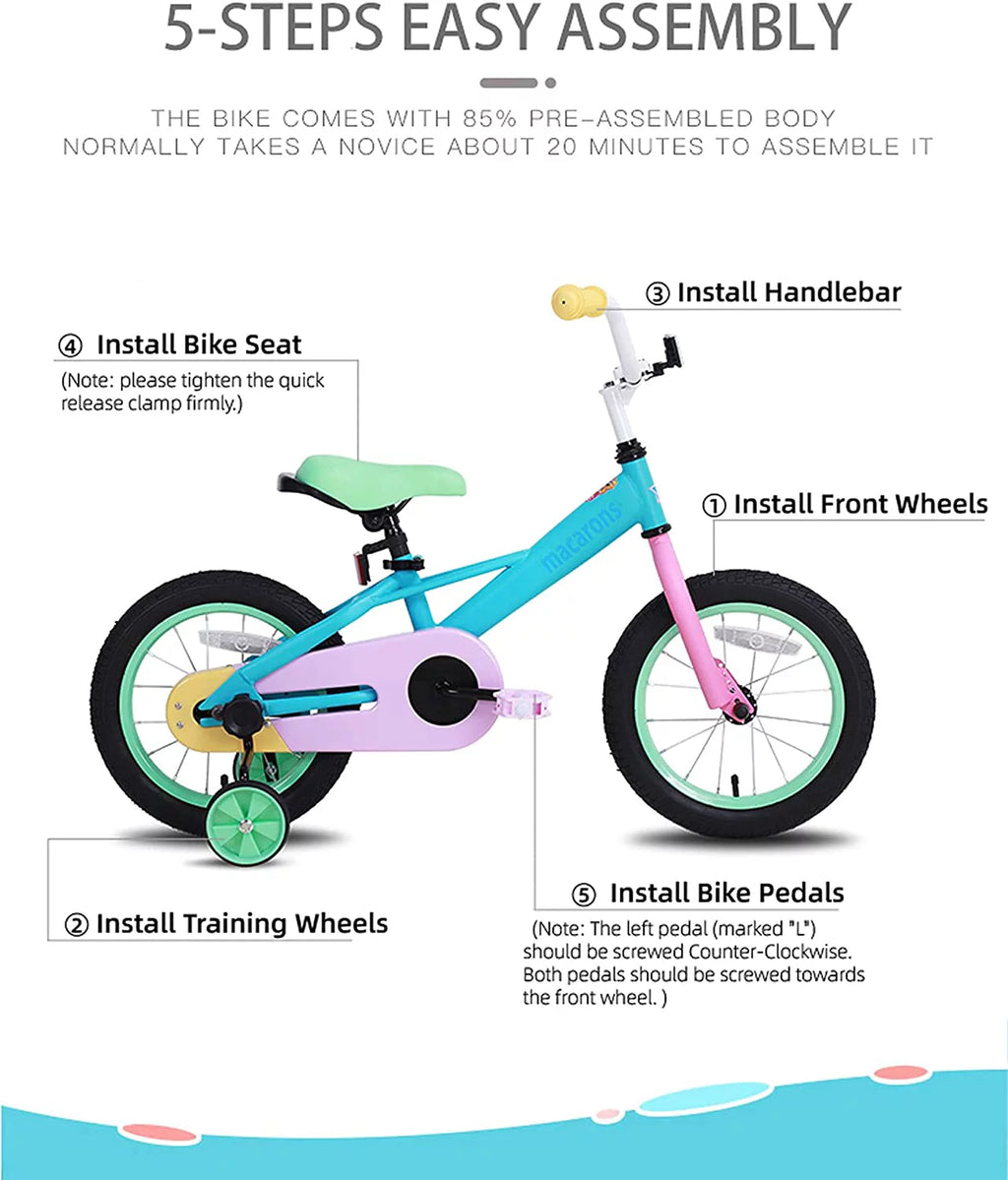 12 14 16" Kids Bike with Basket Training Wheels Coaster Brake C96065