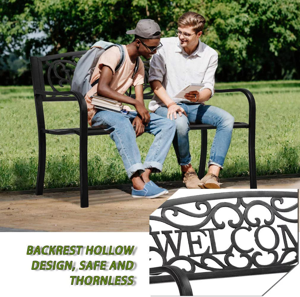 Patio Bench 400 lbs Cast Iron Metal Outdoor Seating S808157