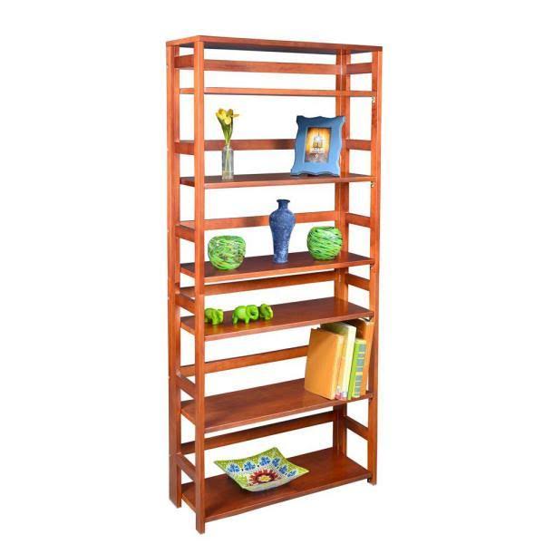 Cherry Wood 6-Shelf Standard Bookcase L319