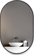 Black Oval Wall Mounted Mirror with Stainless Steel Frame B592157