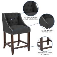 Light Gray Fabric Tufted Counter Height Stool T9005