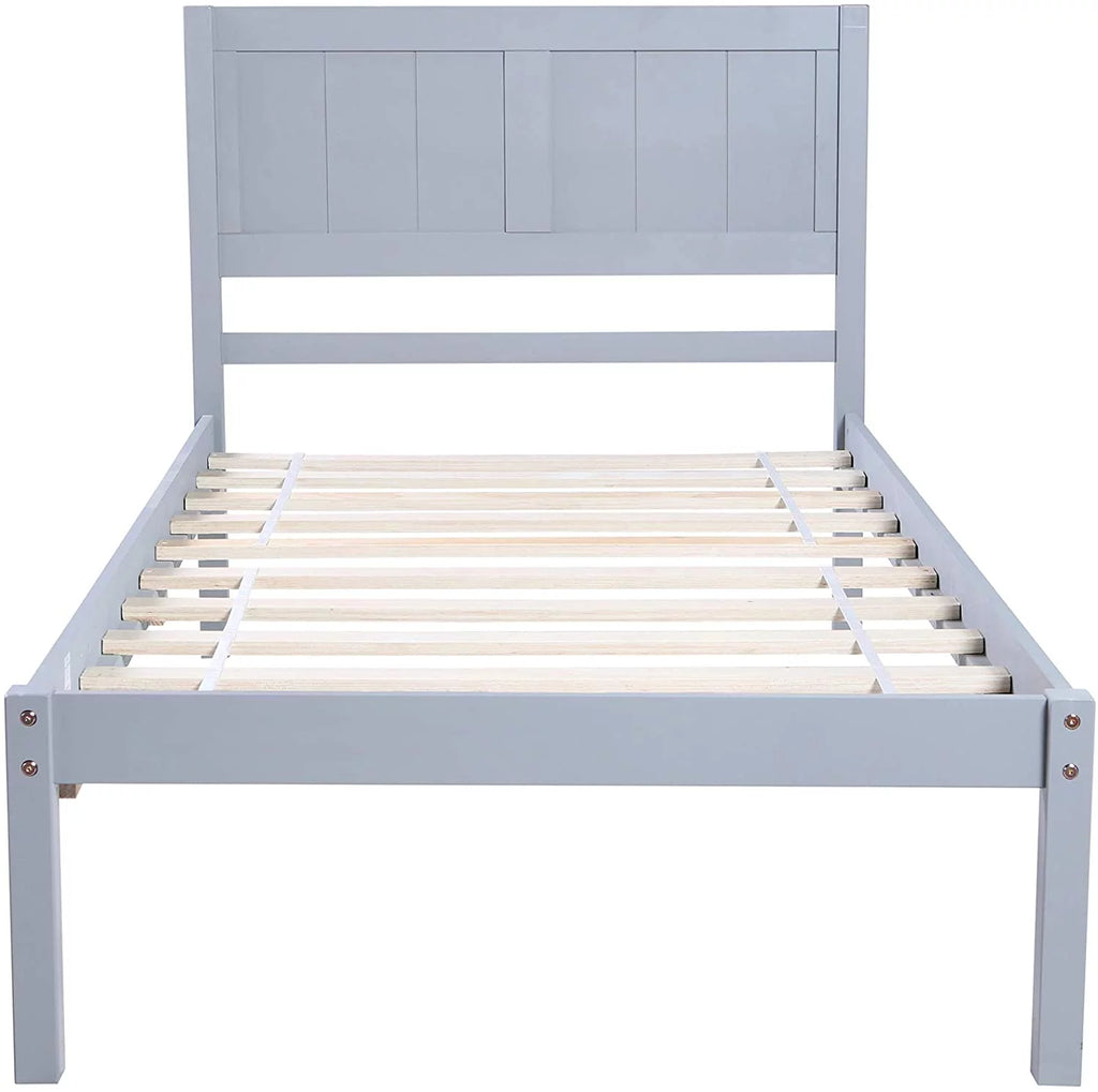 Gray Twin Pine Wood Platform Bed J840