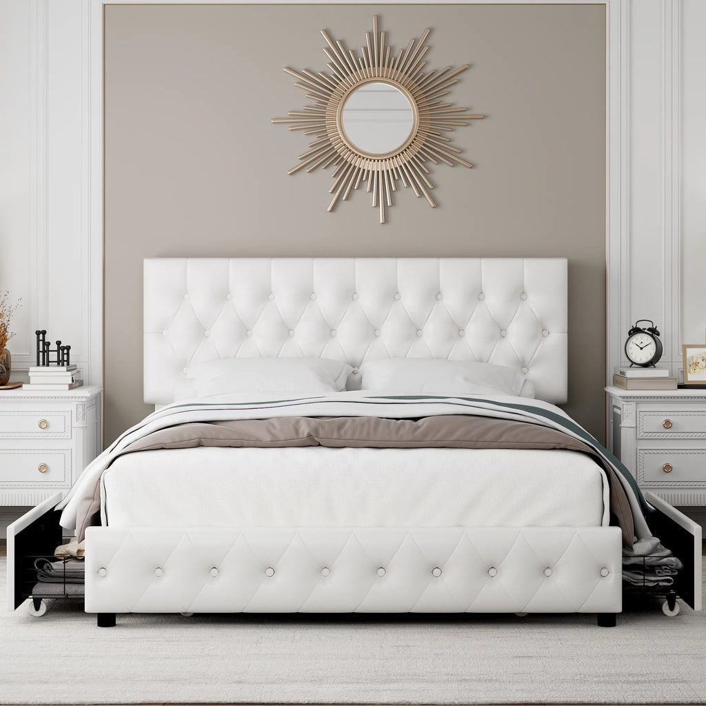 Queen Size Velvet Storage Bed with 4 Drawers G1746
