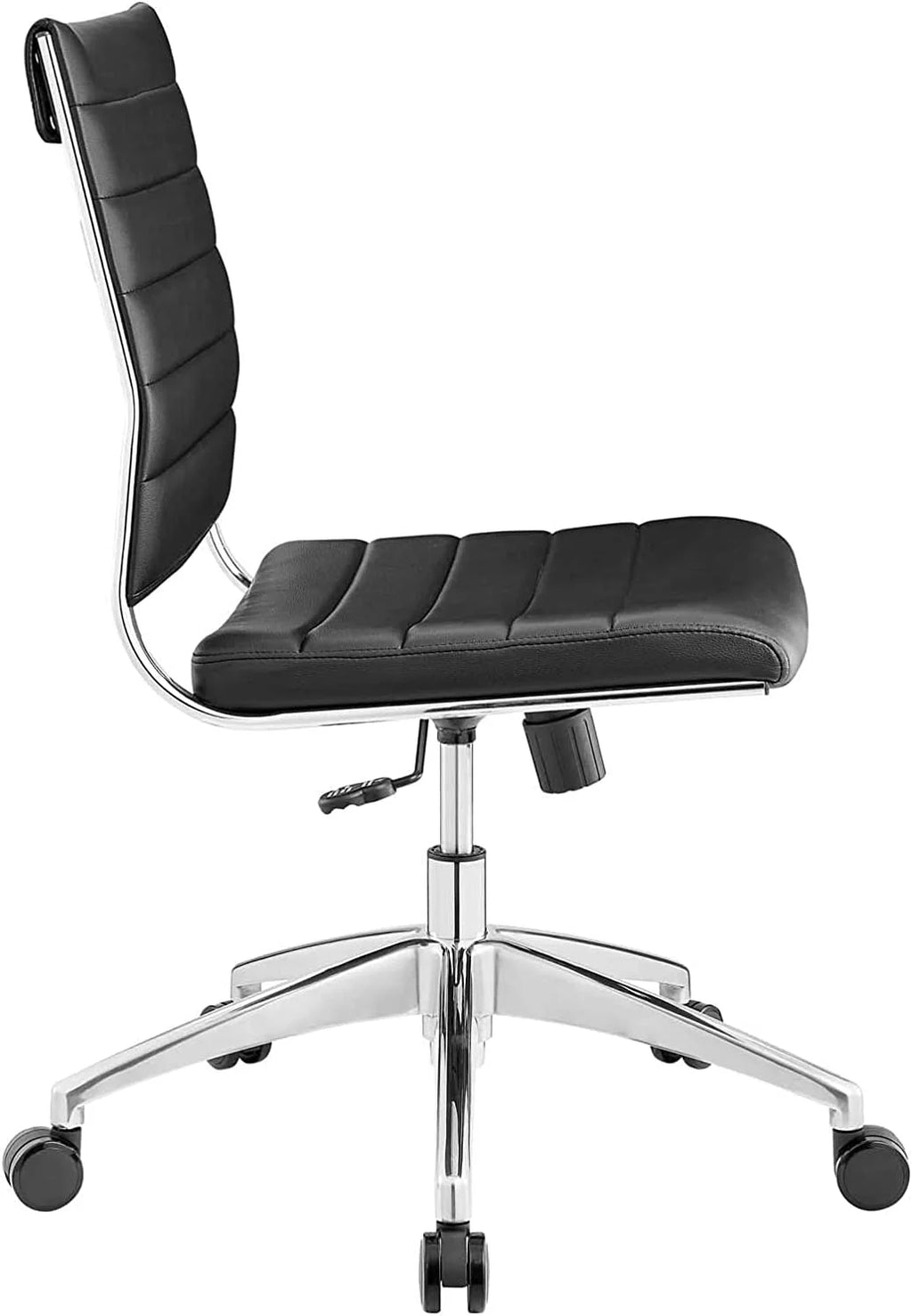 Black Ribbed Armless Swivel Chair E80634