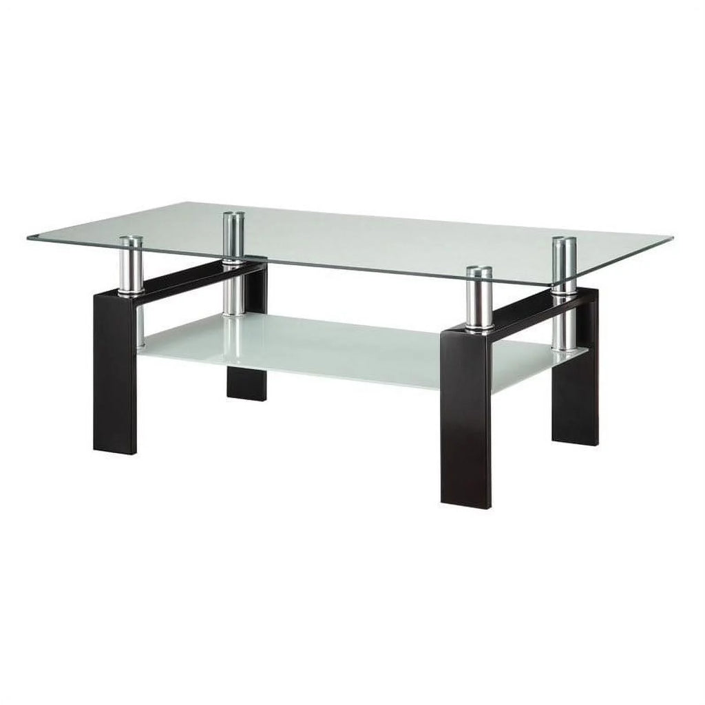 Black 2 Piece Glass Top Coffee Table and End Table Set L874