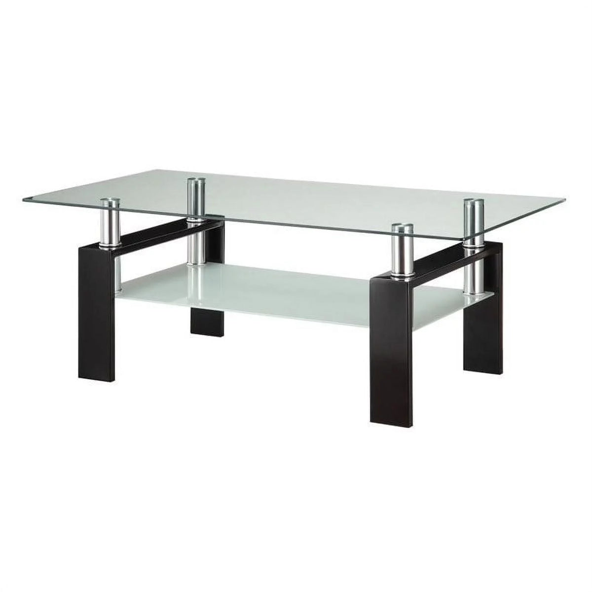 Black 2 Piece Glass Top Coffee Table and End Table Set L874