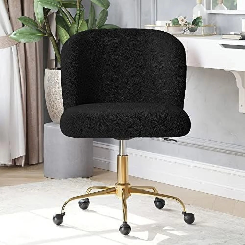 White Upholstered Boucle Office Chair with Arms P8831