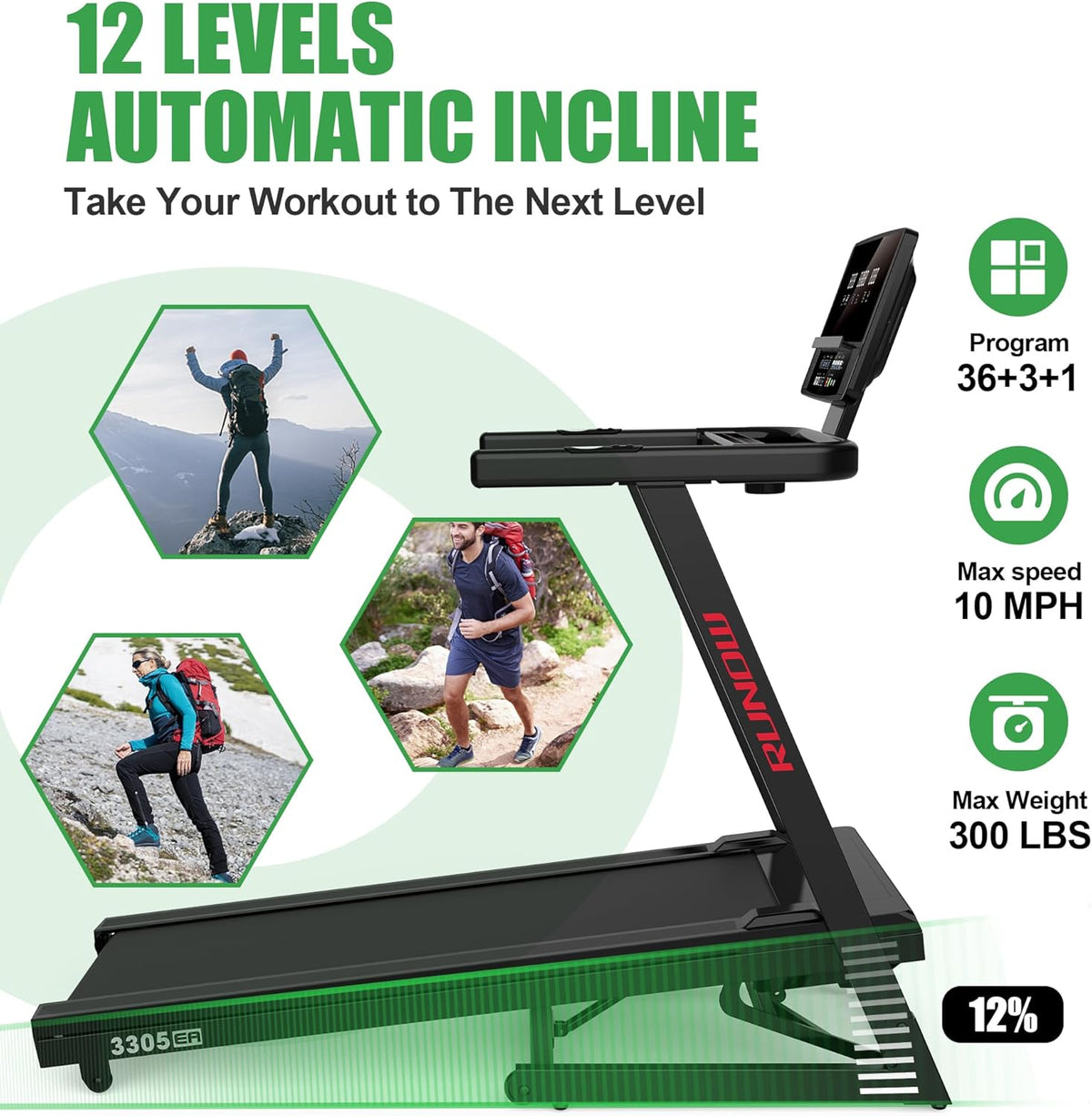 Folding Treadmill with Auto Incline W95085