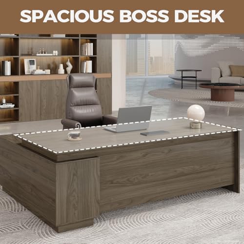 L-Shaped Executive Desk with Reversible Cabinets, Lockable Drawers & Cable Management J8211