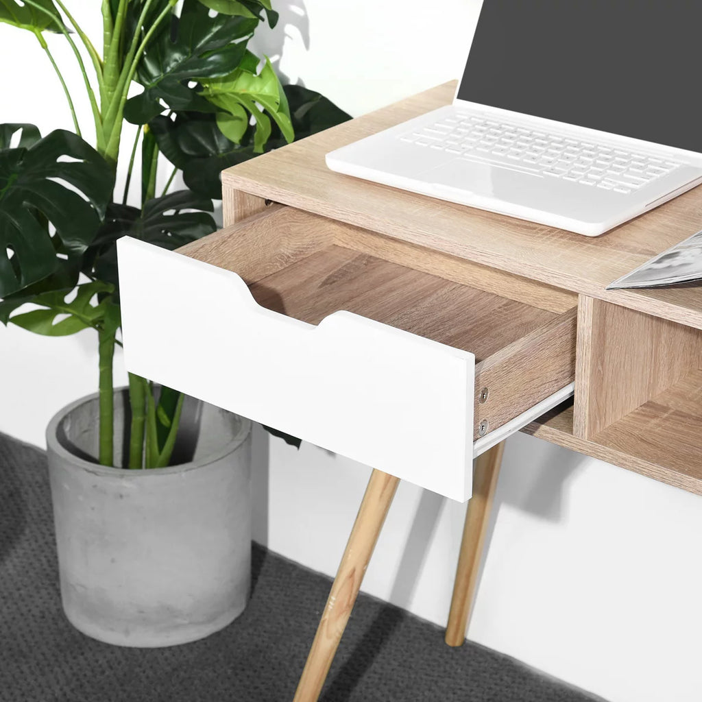 35.4" Oak Computer Desk With Drawer Q2701