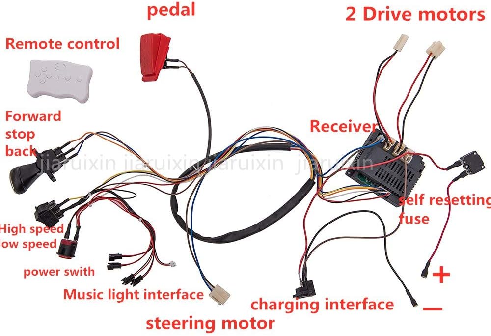 12V DIY Modified Wires Remote Control Circuit Board Wires Switch Gearbox with Motors Electric Ride On Car Accessories Pack of 2 N729