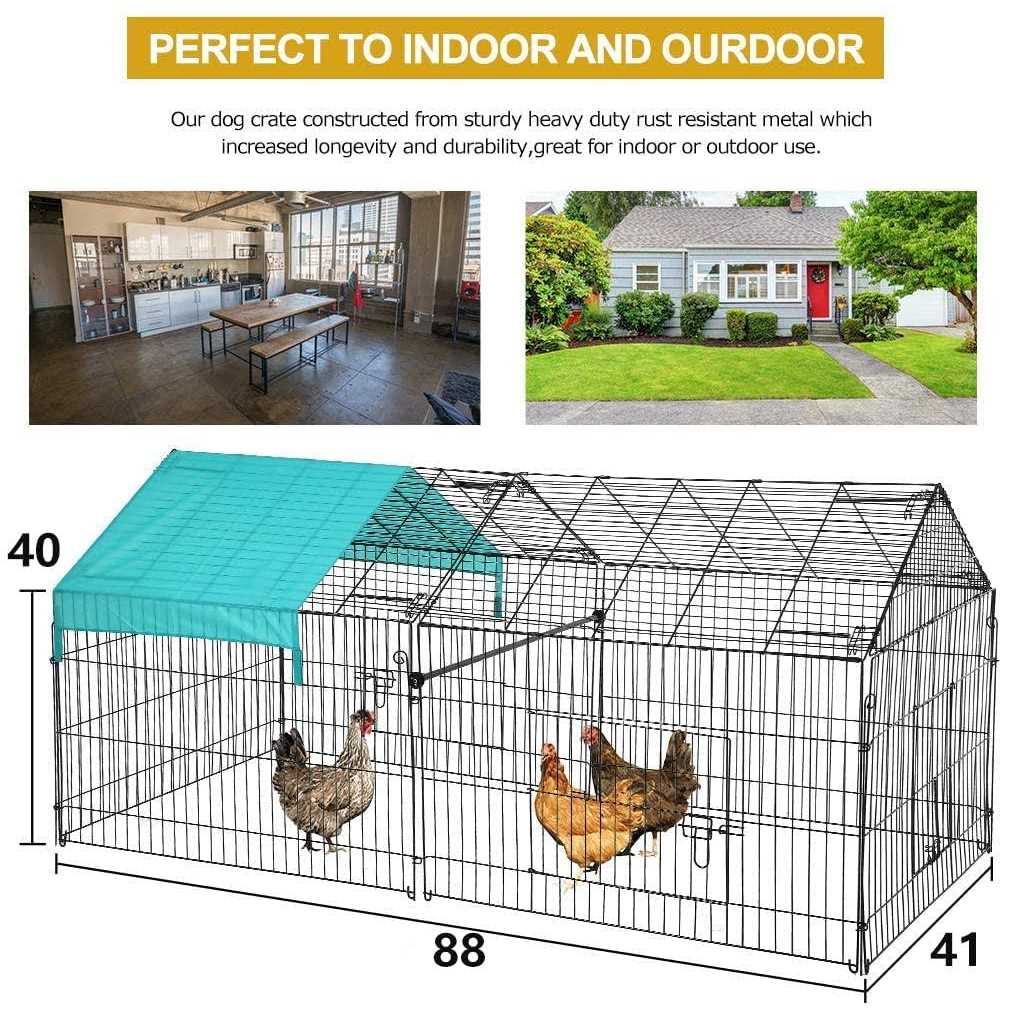 Large Metal Chicken Coop with Door & Cover J95832