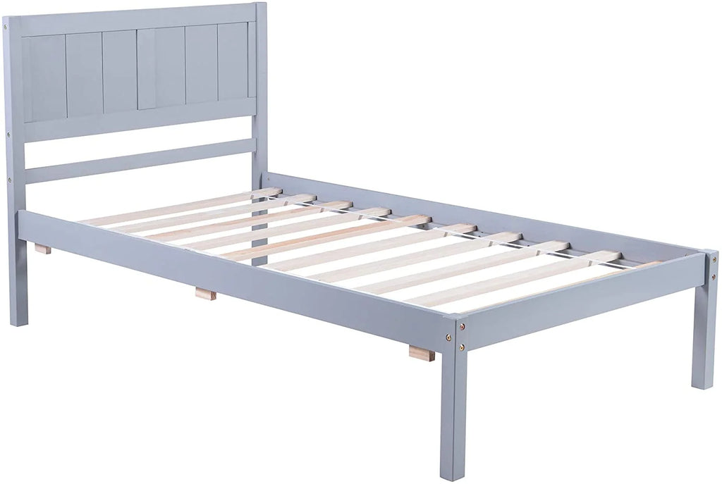 Gray Twin Pine Wood Platform Bed J840