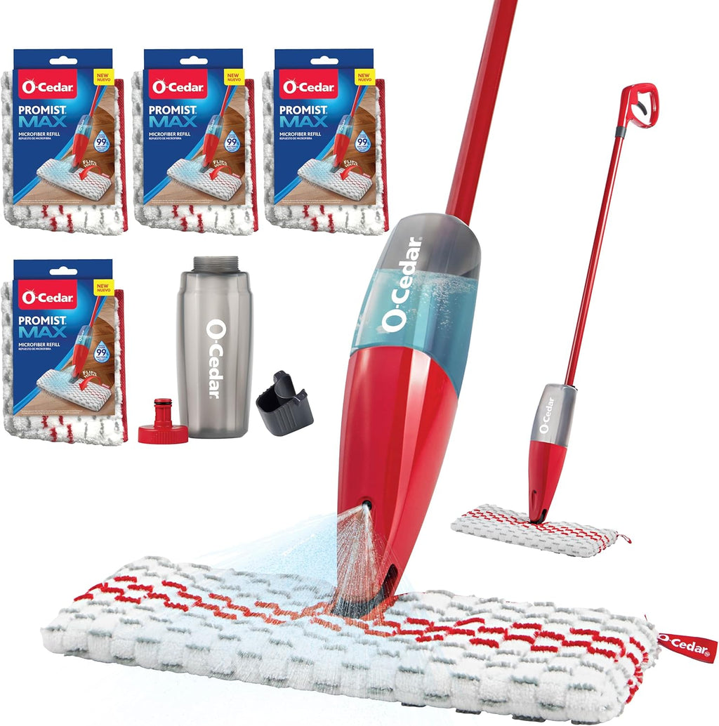 Red Microfiber Spray Mop with 4 Extra Refills B469