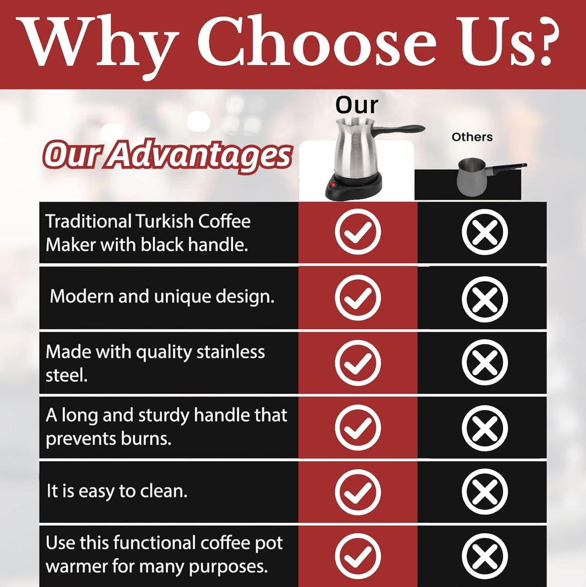 Stainless Steel Electric Turkish Coffee Maker, 600ml L399