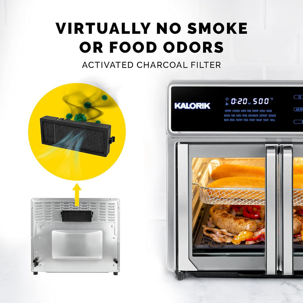 26 Qt Digital Smokeless Indoor Grill and Air Fryer Oven Combo with 11 Accessories, 1700W, Black & Stainless Steel T8719
