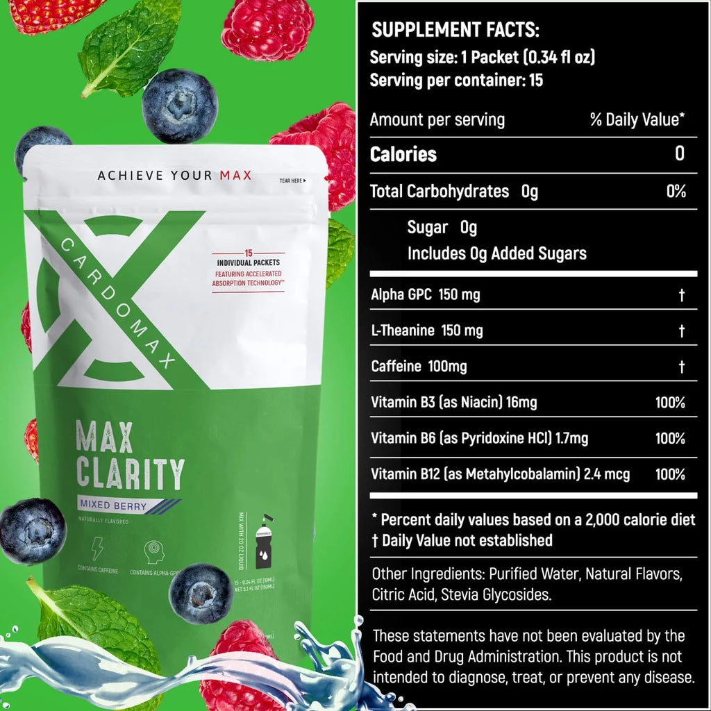 Liquid Caffeine Alpha GPC L-Theanine Nootropic Supplement 15 Count P987161
