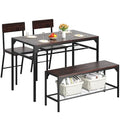 Black Dining Table Set with Bench and Chairs V26726