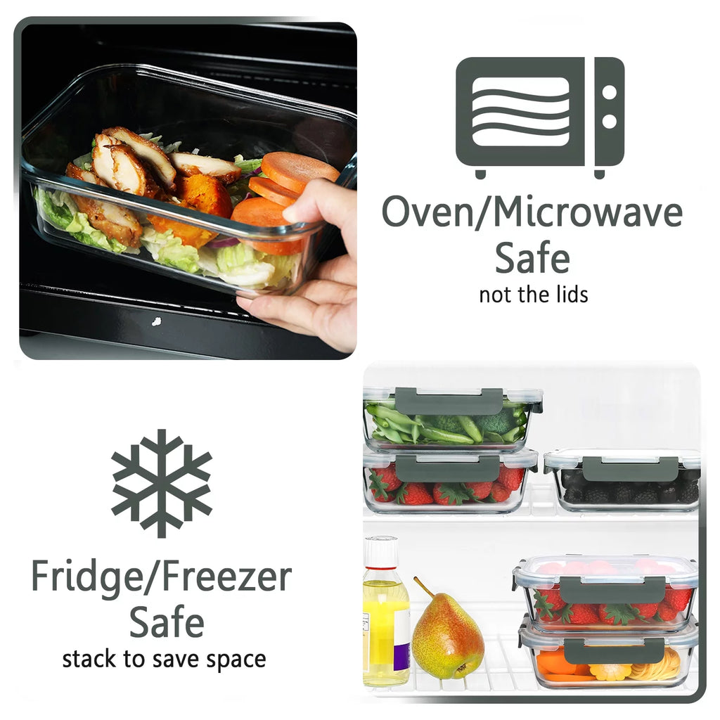 5-Pack 36 Oz Glass Food Storage Containers with Locking Lids G76683