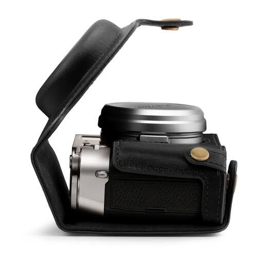 Black Top Grain Leather Camera Case B713