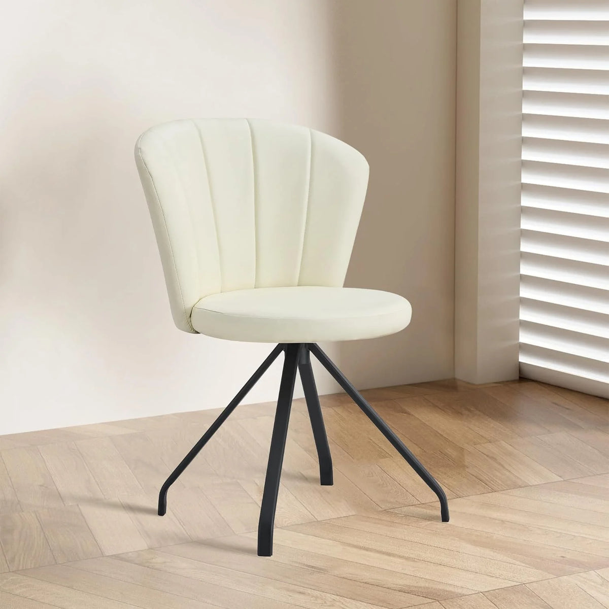 Milk White 360° Swivel PU Vanity Chair T96774