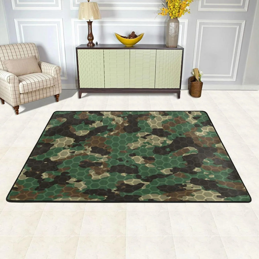 Green Black Geometric Area Rug R94766