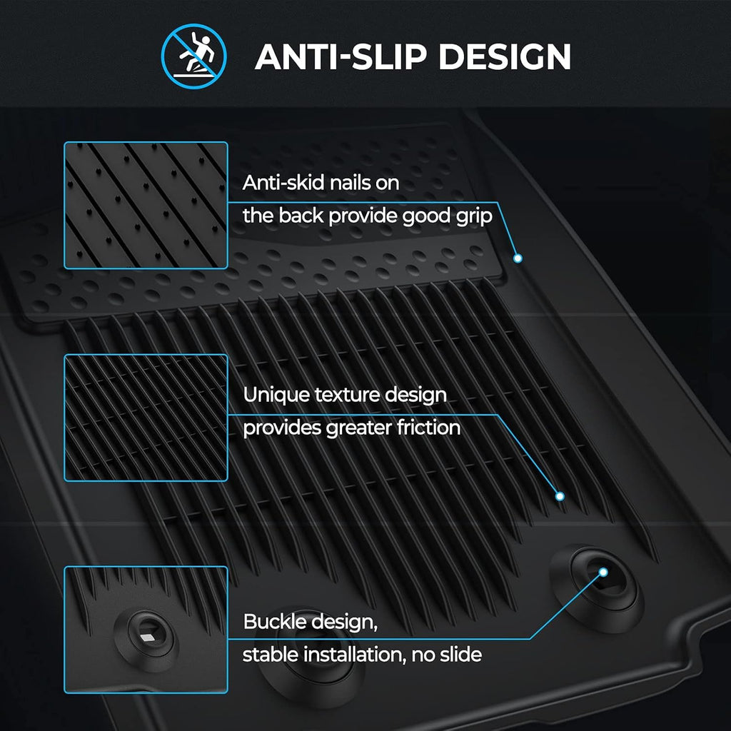 Black All-Weather Heavy Duty TPE Rubber Floor Mats Liners I61048
