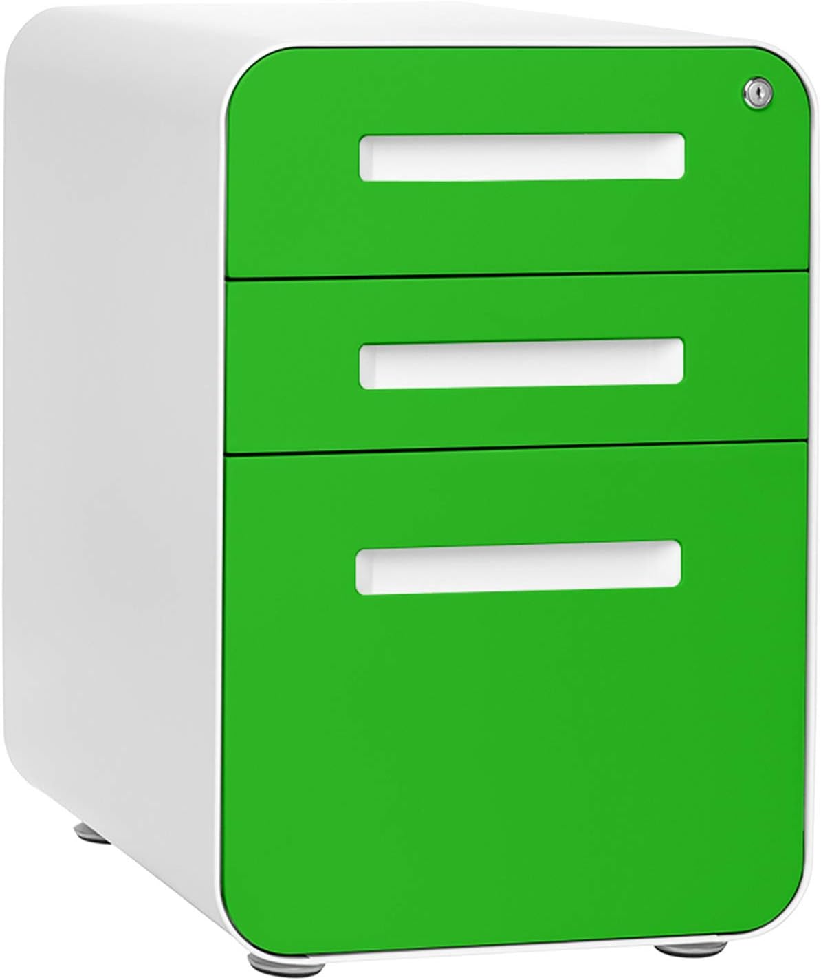 3-Drawer Mobile File Cabinet Orange Faceplate E8074