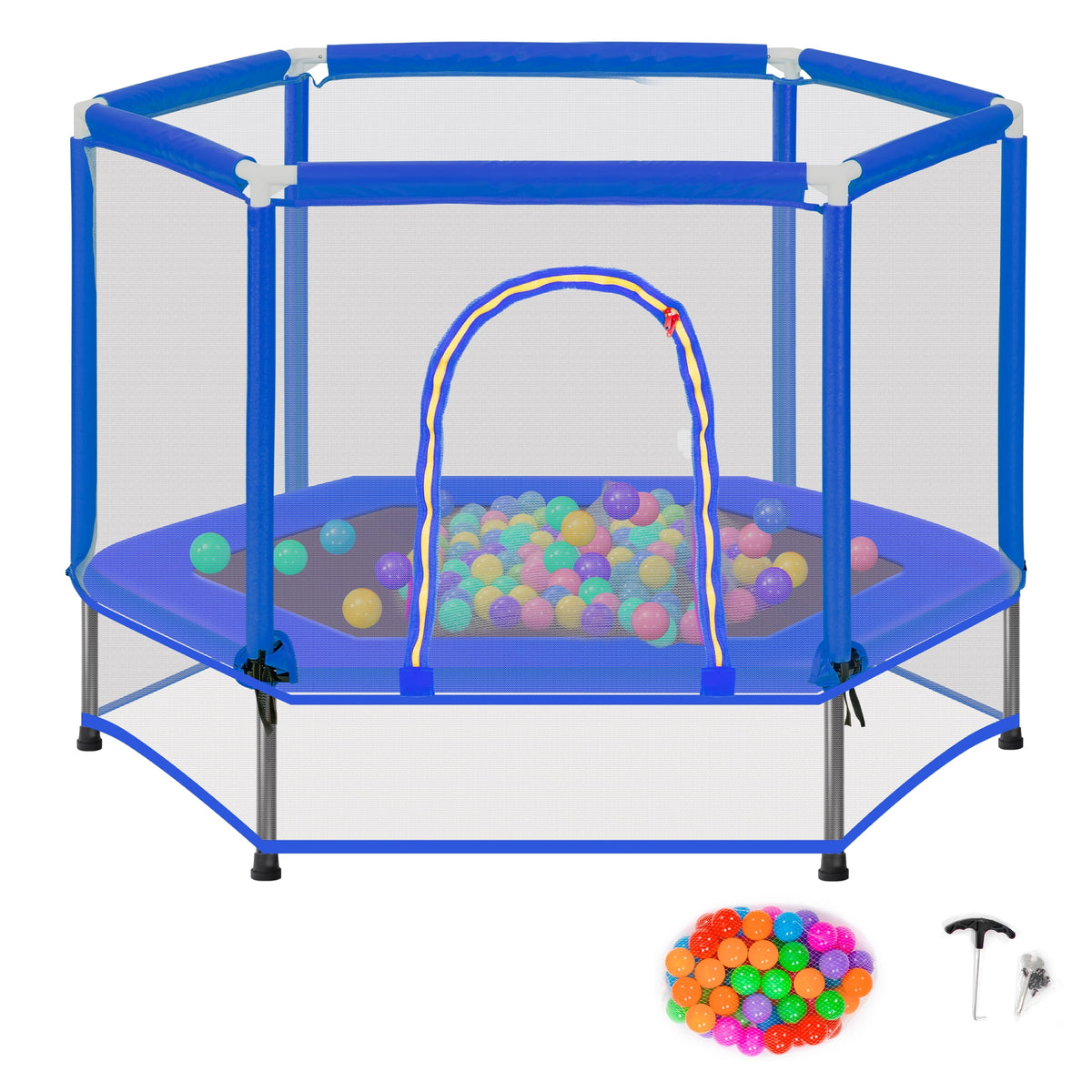 55'' Trampoline with Enclosure Net and Balls M250759