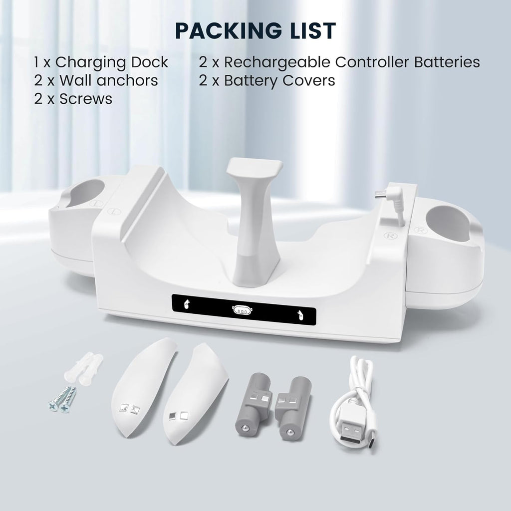 Charging Dock for Meta Quest 3 with 2 Rechargeable Batteries and Battery Cover C785