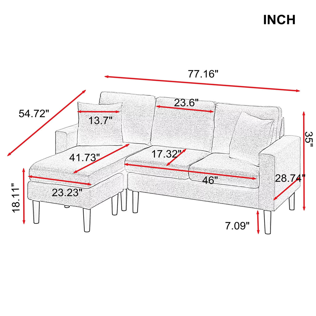 Light Grey Fabric Left Hand Facing Sectional Sofa J645