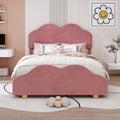 Dark Pink Upholstered Full Size Platform Bed Frame with Headboard G59810