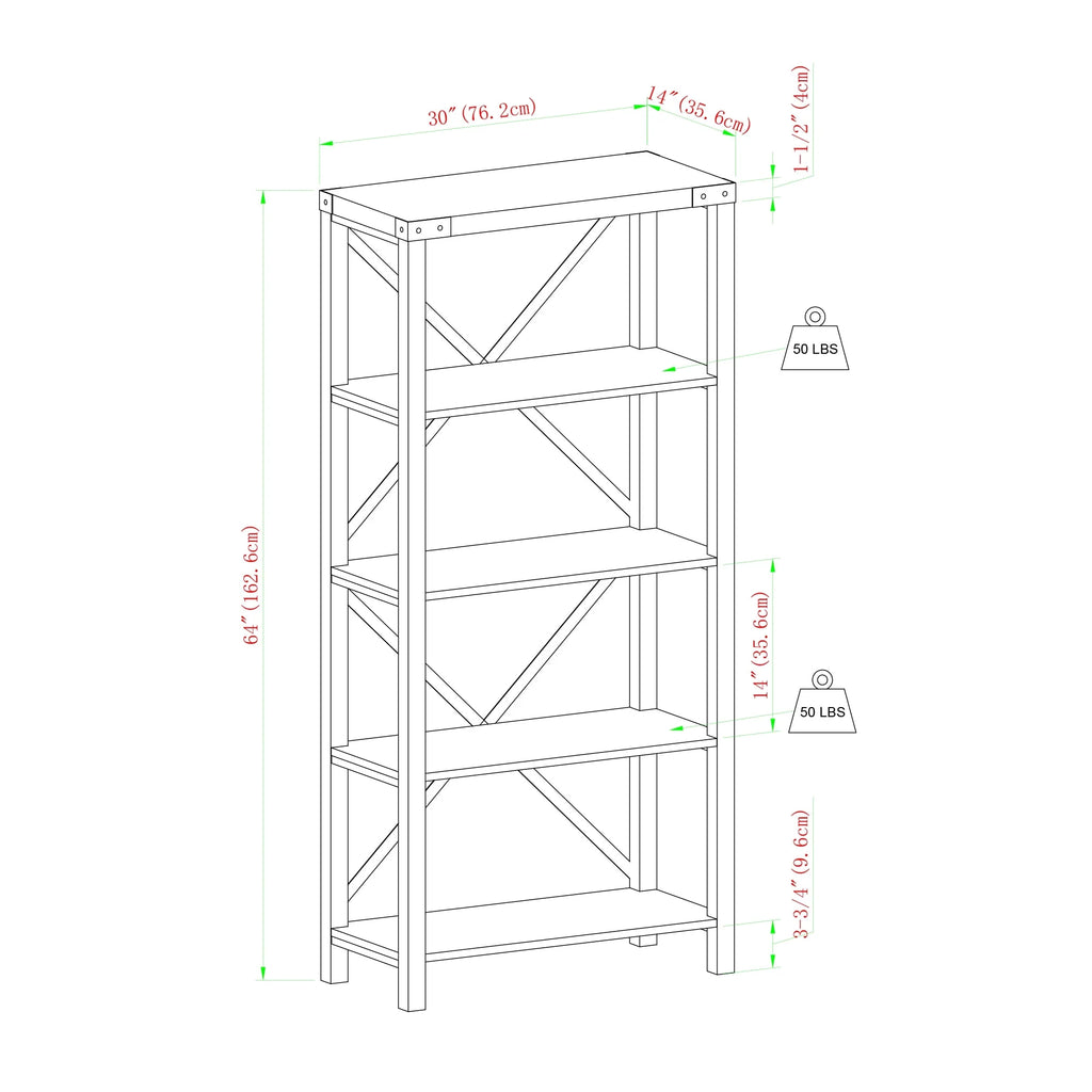 4-Shelf Bookshelf A957558