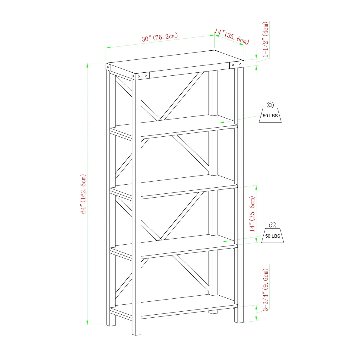 4-Shelf Bookshelf A957558