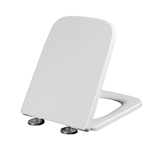 White Square Soft Close Toilet Seat with Quick Release Hinges E314109
