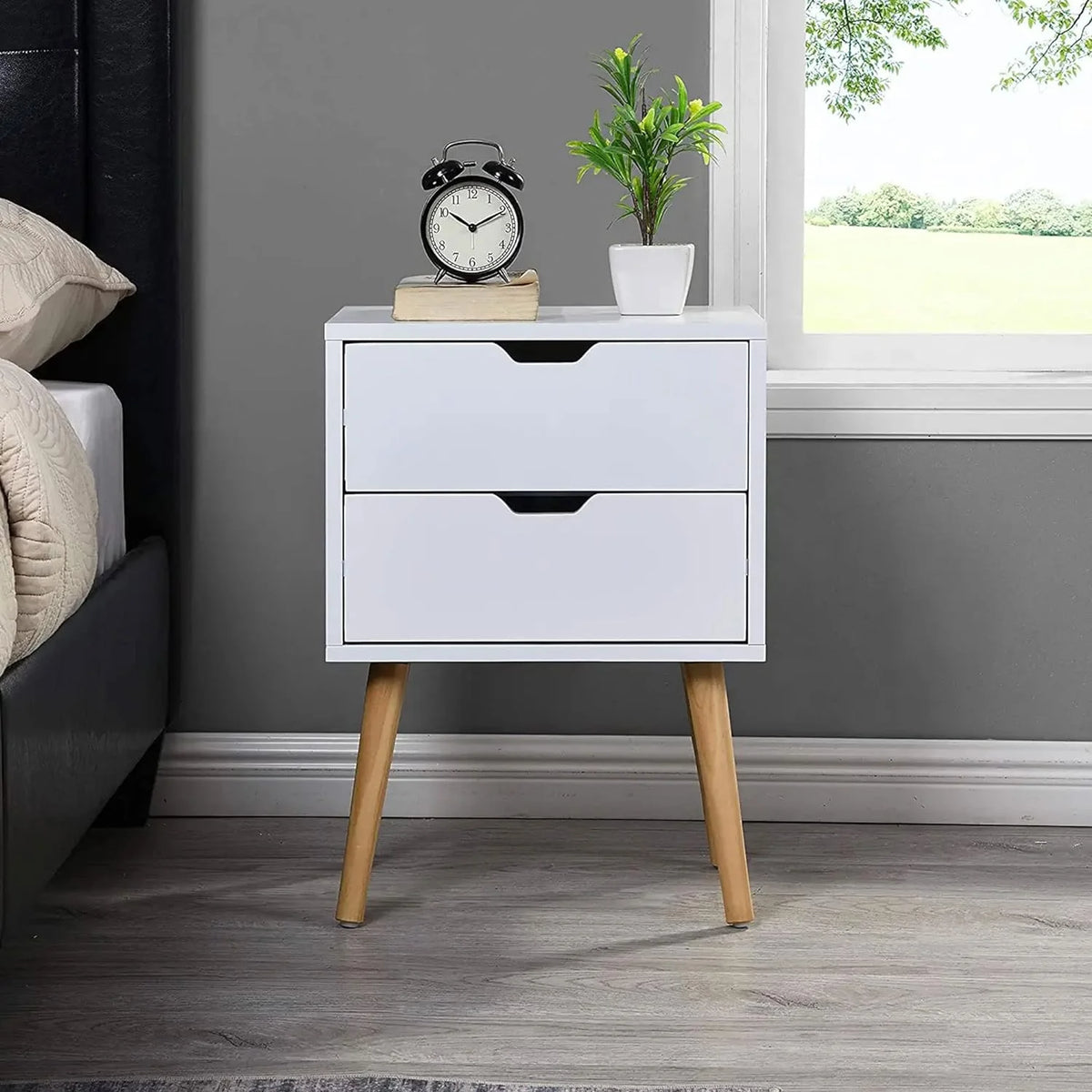 White Storage Drawer Nightstand Set Of 2 N138252