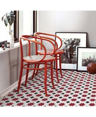 Red/Black Peel & Stick Floor Tiles Q992
