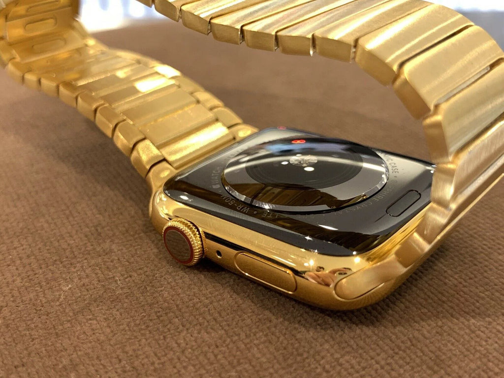 24K Gold Plated 44mm Stainless Steel Smartwatch with Link Band V664