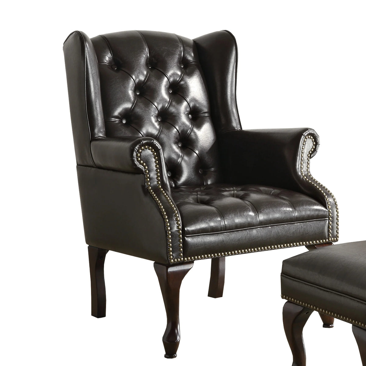 Black Accent Chair with Ottoman O4164