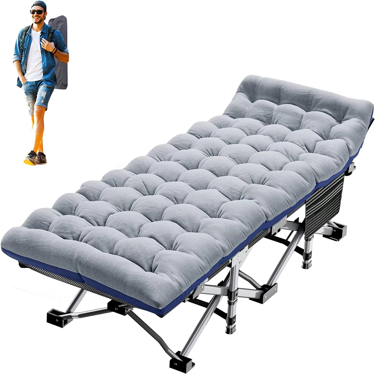 Folding Camping Cot with Mattress and Carry Bag R8711