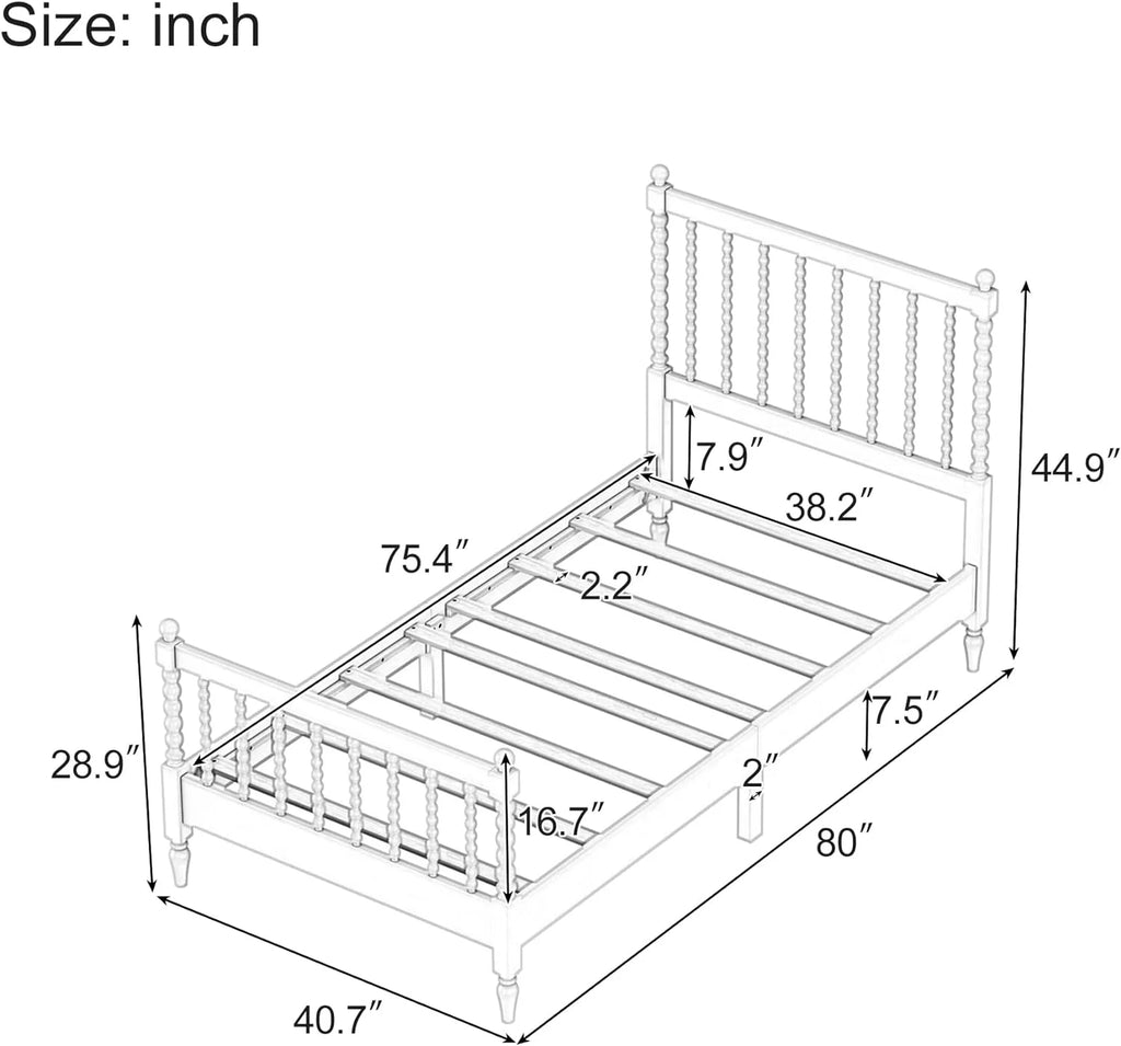 3Pcs Bedroom Set with 2 Nightstands, Solid Wood Platform Bed Q7214