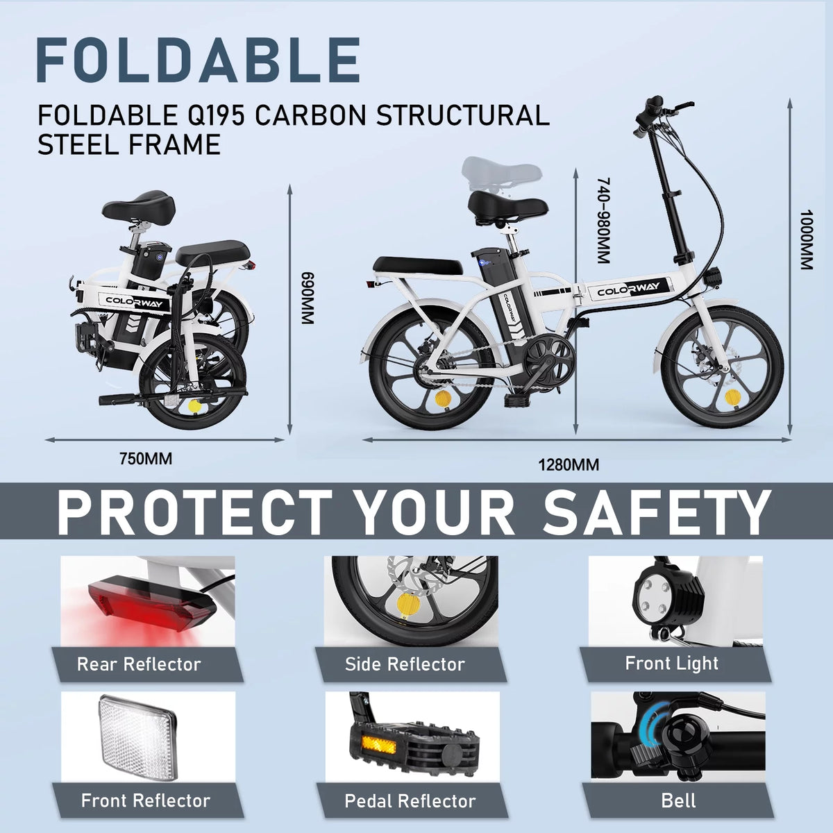 Electric Bike 500W 36V Foldable Pedal Assist Bicycle V63175