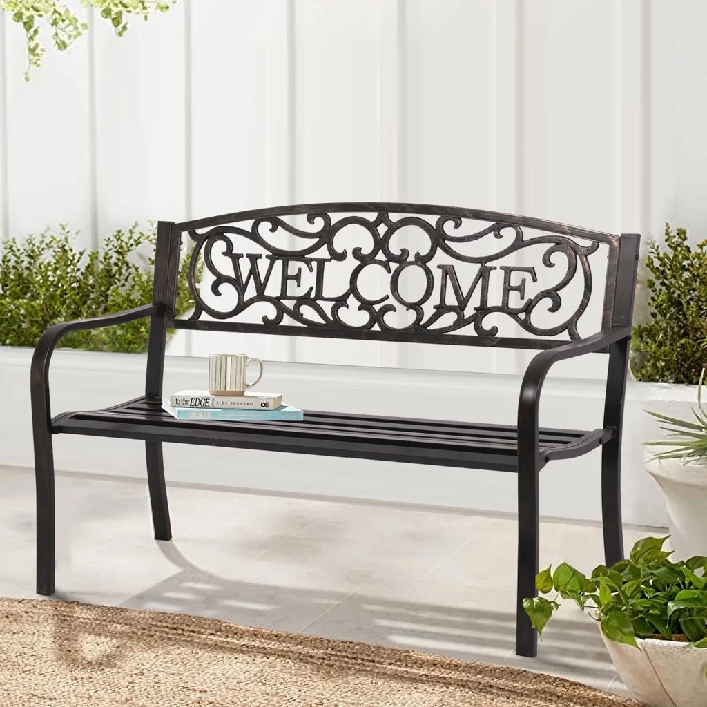Patio Bench 400 lbs Cast Iron Metal Outdoor Seating S808157