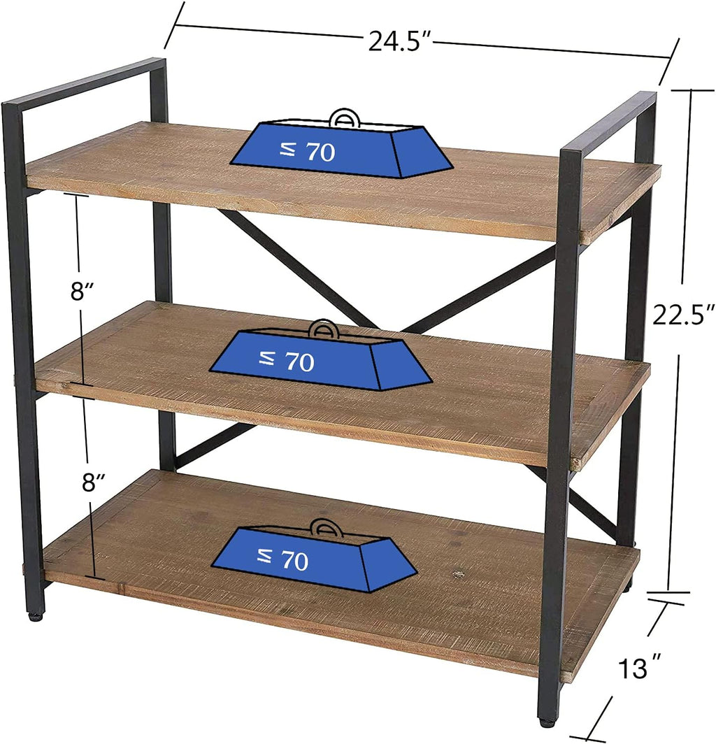 Solid Wood 3 Tier Bookshelf Storage Rack O683
